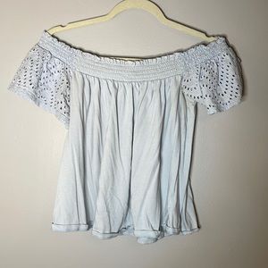 Slightly cropped off the shoulder top